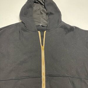 PrettyGarden Classic Black Zip-Up Hoodie w Gold Zipper & Accents Pockets